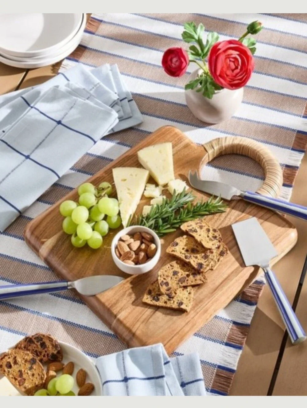 Hearth & Hand NWT 3-Piece Cheese Knife Set Stainless Steel Striped Handle